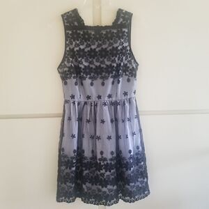 Moon Blk/White Sheer Sleeveless Mini Dress, S, EUC
